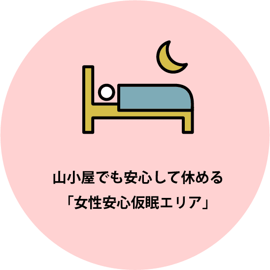 山小屋でも安心して休める「女性安心仮眠エリア」