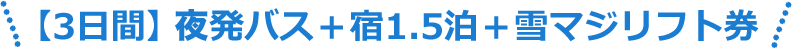 【3日間】夜発バス+宿1.5泊+雪マジリフト券