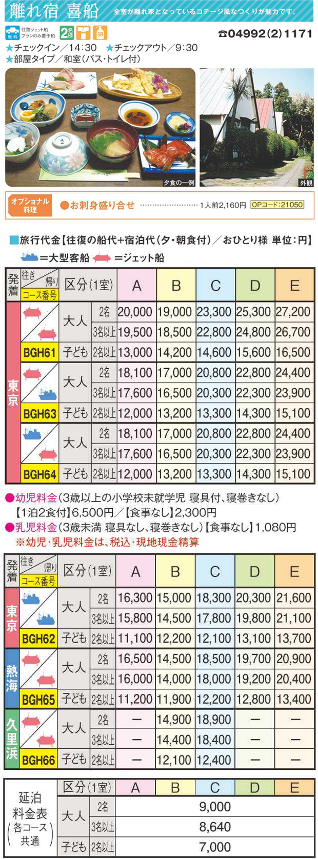 離れ宿喜船宿泊プラン宿泊プラン