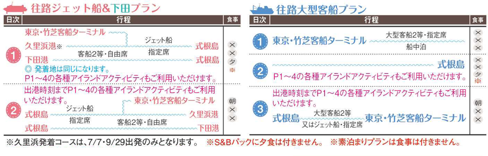 往路ジェット船 大型客船プラン