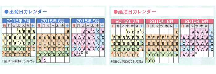 大型客船プラン行程表