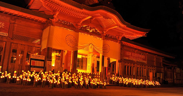 安曇野穂髙神社「神竹灯」と中山道「奈良井宿」