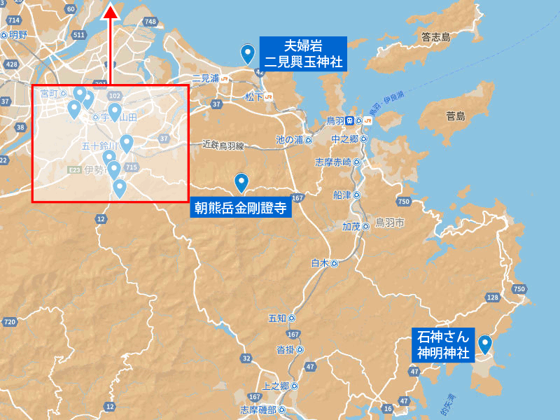 Map伊勢神宮の周辺参拝ルート2