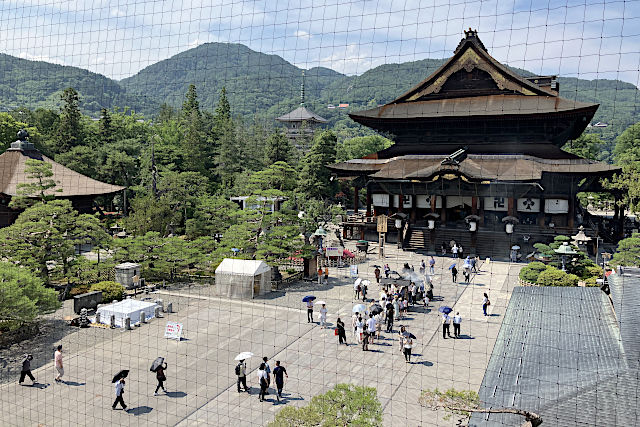 山門の上からみた本堂