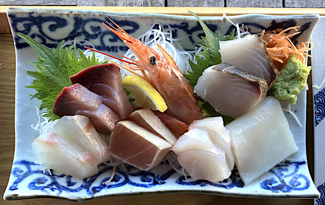 牡蠣バター御膳・お刺身盛り