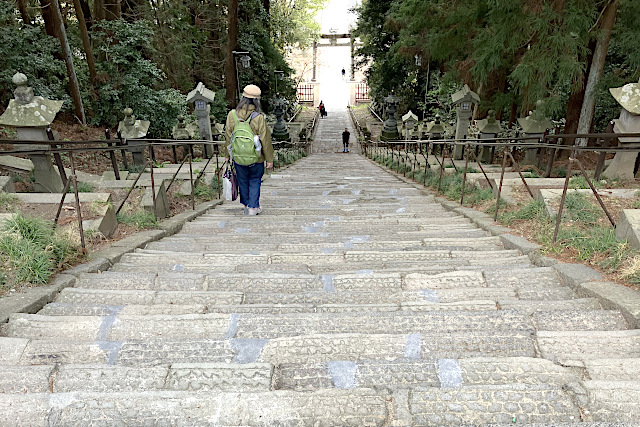 塩釜神社の表参道の急な階段