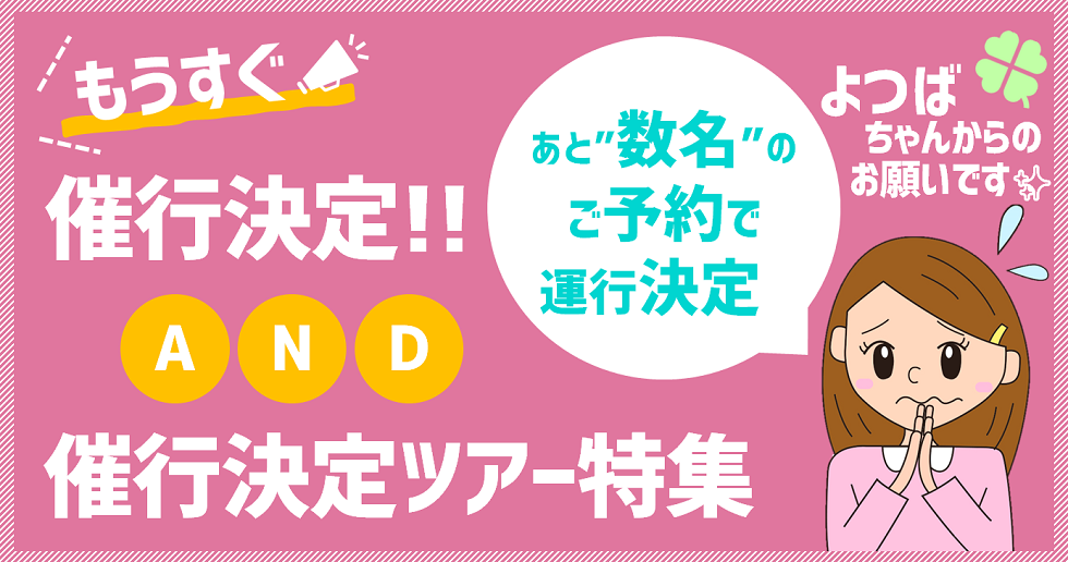 もう少しで催行決定 & 催行決定ツアー