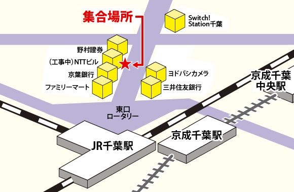 千葉駅東口 京葉銀行と野村証券の間（旧ＮＴＴビル前）付近