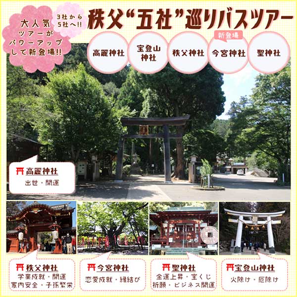 秩父五社(秩父神社・宝登山神社・高麗神社・今宮神社・聖神社)バスツアーSP版