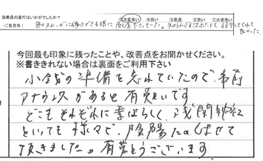 お客様の感想・口コミ