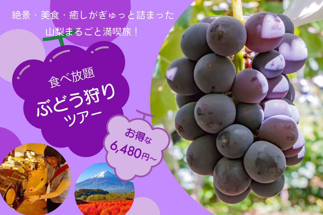 フルーツ王国山梨でぶどう狩り食べ放題バスツアー