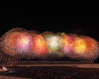 尺玉100発一斉打上