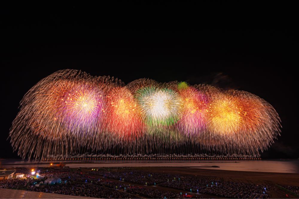 尺玉100発一斉打上