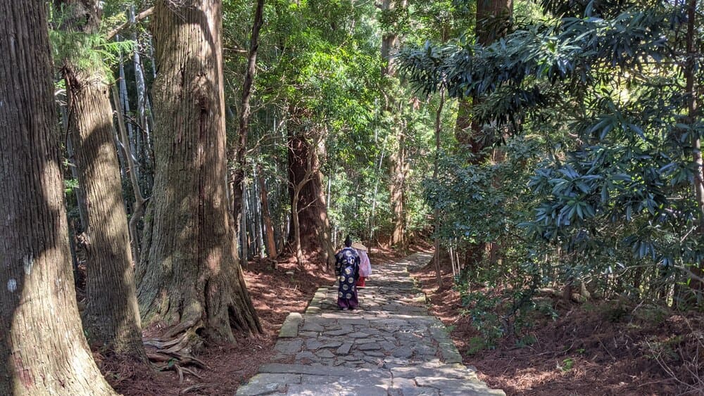 平安時代の装束で大門坂を歩く方も「蟻の熊野詣」※ツアーのお客様ではありません。