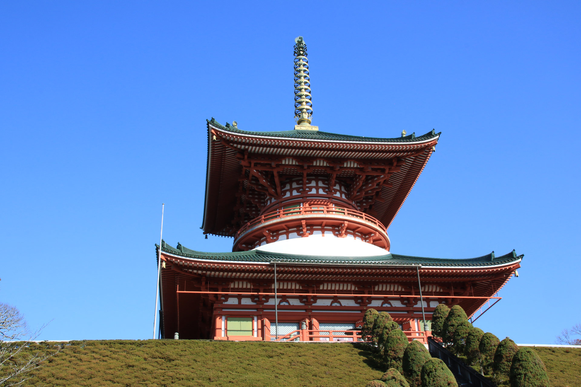 大塔は下から見上げると見事