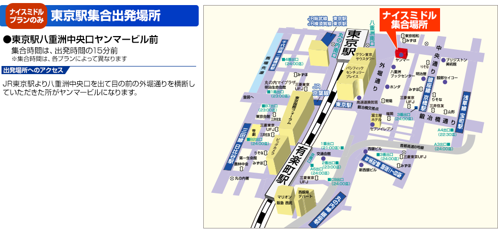 東京駅集合場所(ナイスミドルプランのみ)